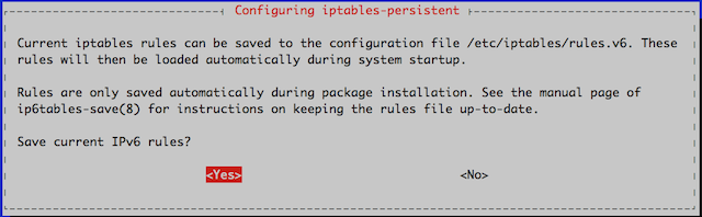 Save IPv6 rules prompt.