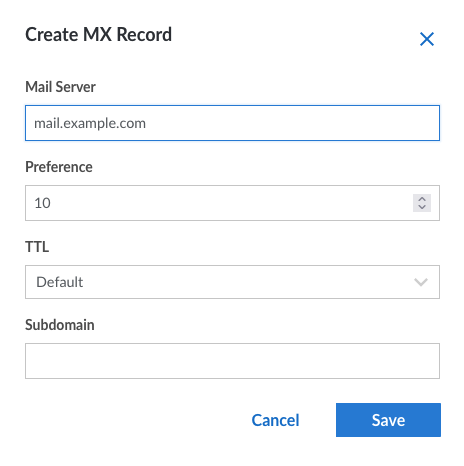 Create an MX Record